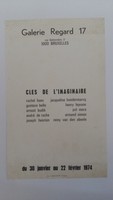 Affiche pour l'exposition <em><strong>Cles de L'imaginaire</strong></em> , à la galerie Regard (Bruxelles) , du 30 janvier 1974 au 22 février 1974